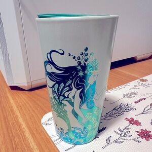 BNWT Starbucks 2022 Teal Blue Green Gold Metallic Siren Mermaid Ceramic Tumbler
